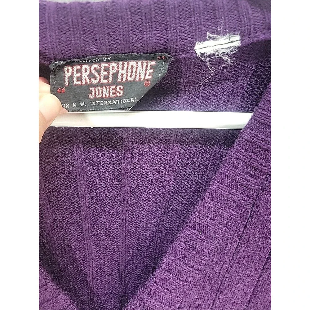 Vintage  Persephone Jones‎ Sweater Purple Cardigan Sz L RARE